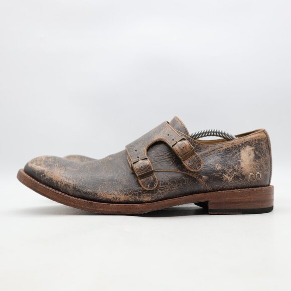 Bed Stu Panza Men's 13 Distressed Brown Leather Double Monk Strap Casual Dress - Picture 4 of 10
